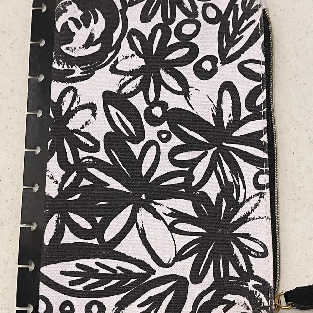 Create 365 Black Floral Canvas Pencil Case Insert ~ Fits Discbound Systems